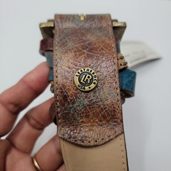 LEATHEROCK TEAL LEATHER BELT, SIZE 32, NWT - Picture 4 of 9